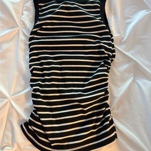 Black and White Striped Sleeveless Tank Shell
